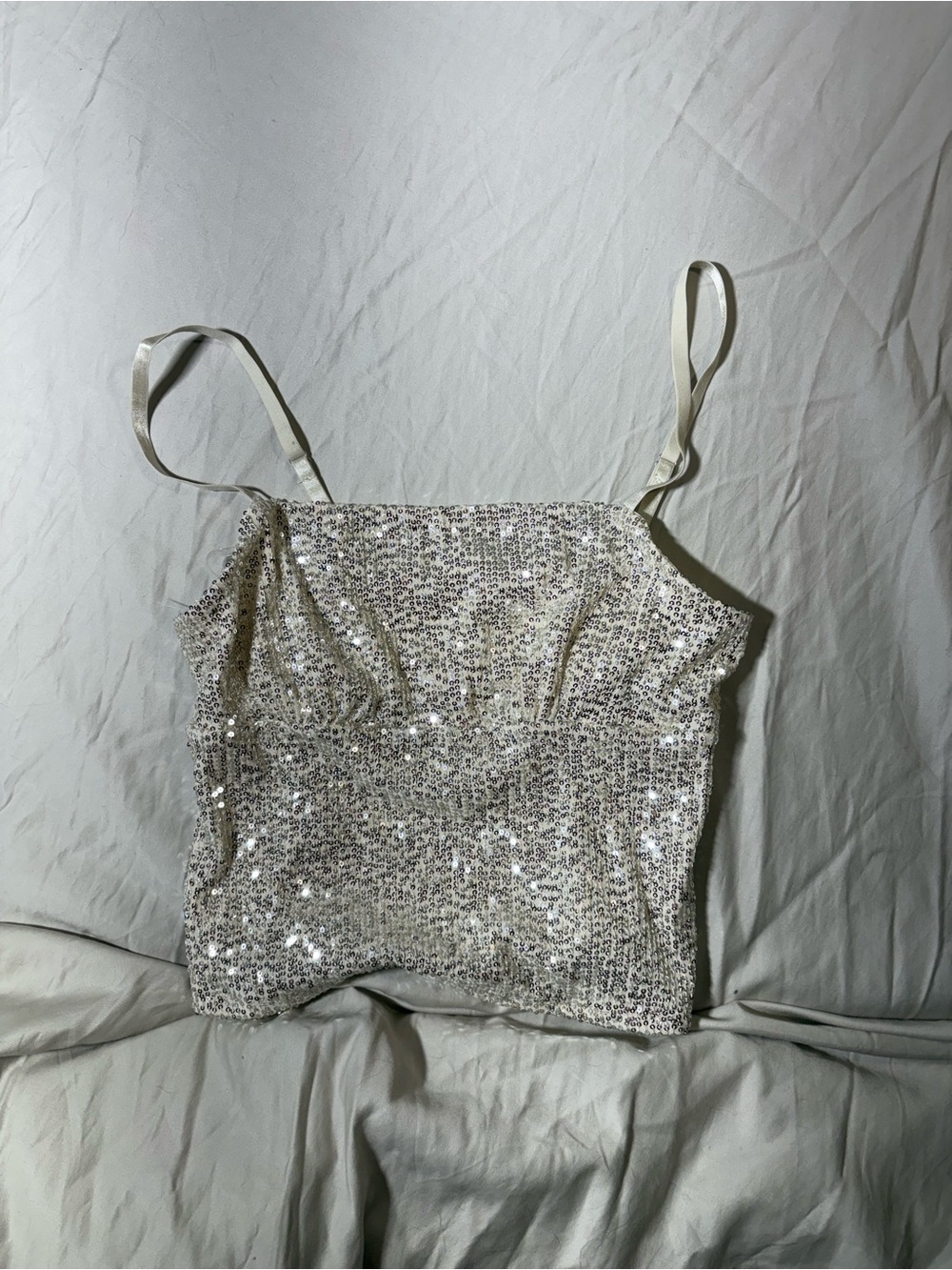 No Boundaries Silver Sequin Cami Tank Top